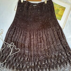 Brown Patterned A-Line Skirt